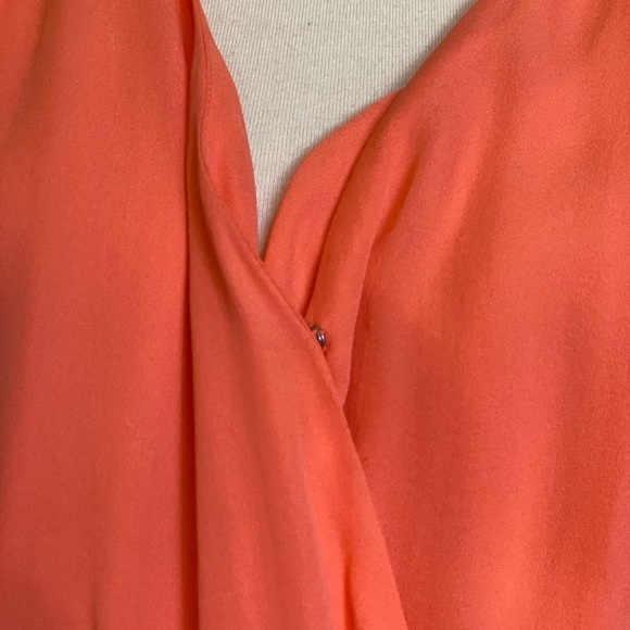 PARKER Coral Silk Gathered Plunge Dress Size - Picture 7 of 13